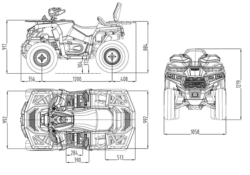 Квадроцикл Bizon YK200 Basic Carb - Размеры